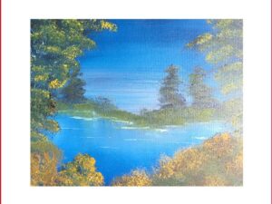 Art painting of trees and a river