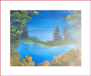 Art painting of trees and a river