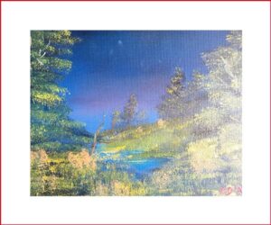 Art painting of trees with blue background