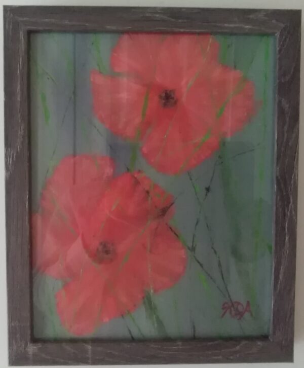 Poppy s in Alberta, painting in a frame