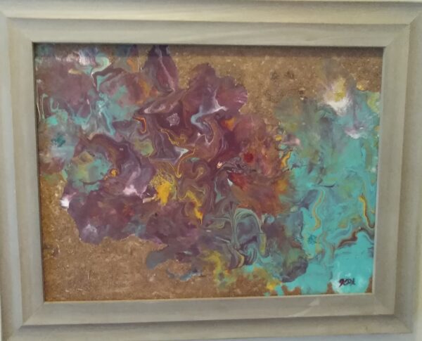 Kayo sawdust and dried flowers painting in a frame